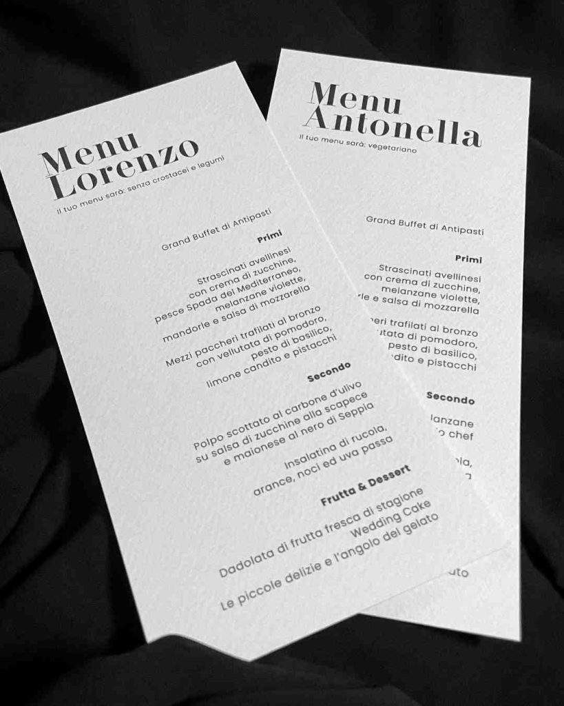 Menù Matrimonio: Personale o Centrale? - Grafica Wedding