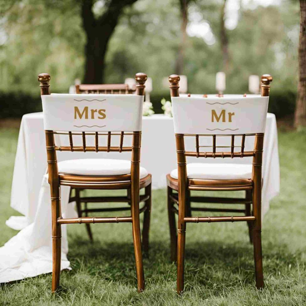grafica wedding - targhette mrs e mr sedie sposi