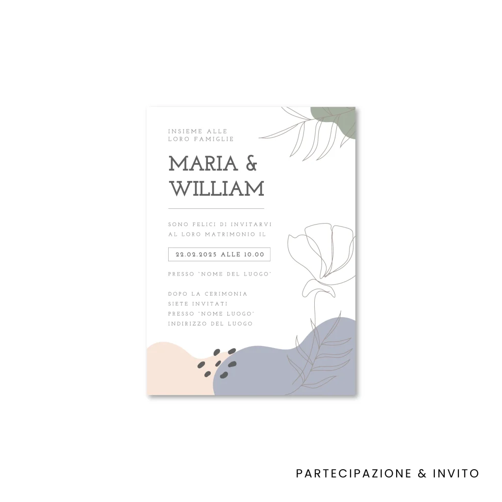 grafica wedding -partecipazioni a tema astratto color pastello