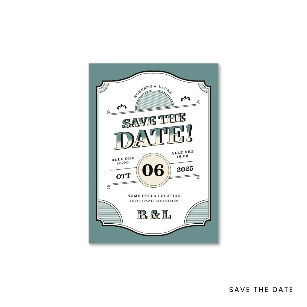 grafica wedding - save the date per matrimonio a tema vintage