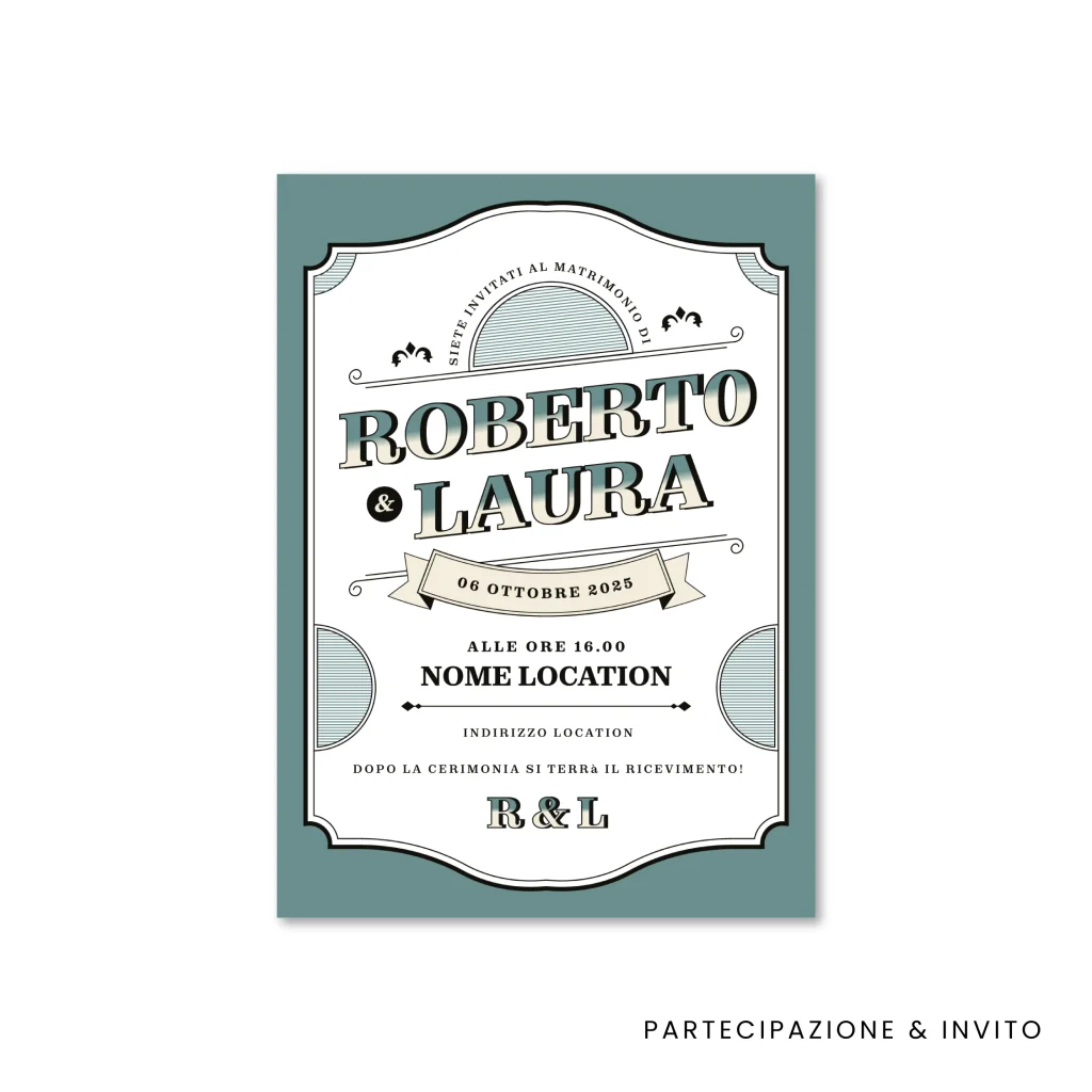 grafica wedding - partecipazione per matrimonio a tema vintage