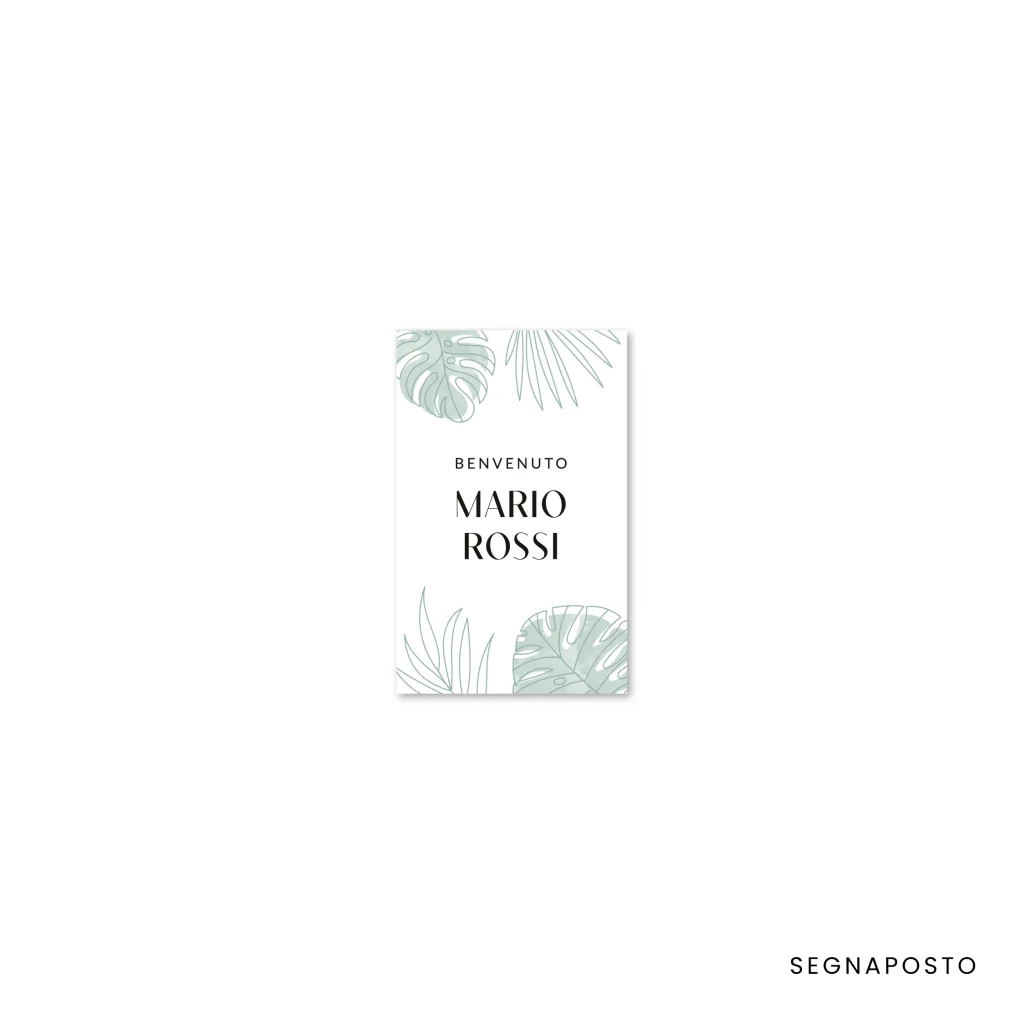grafica wedding - segnaposto per matrimonio a tema tropici