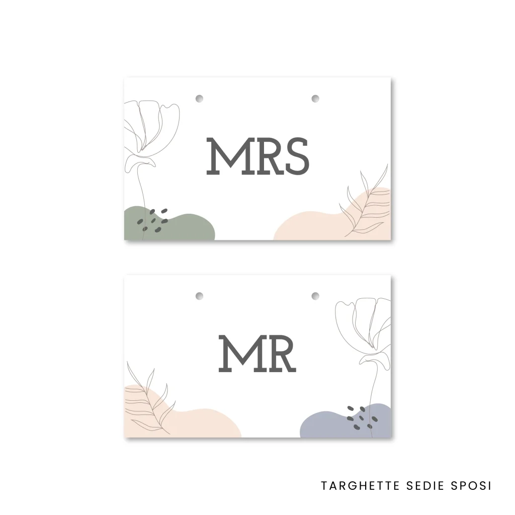 grafica wedding - targhette sedie per matrimonio a tema astratto color pastello