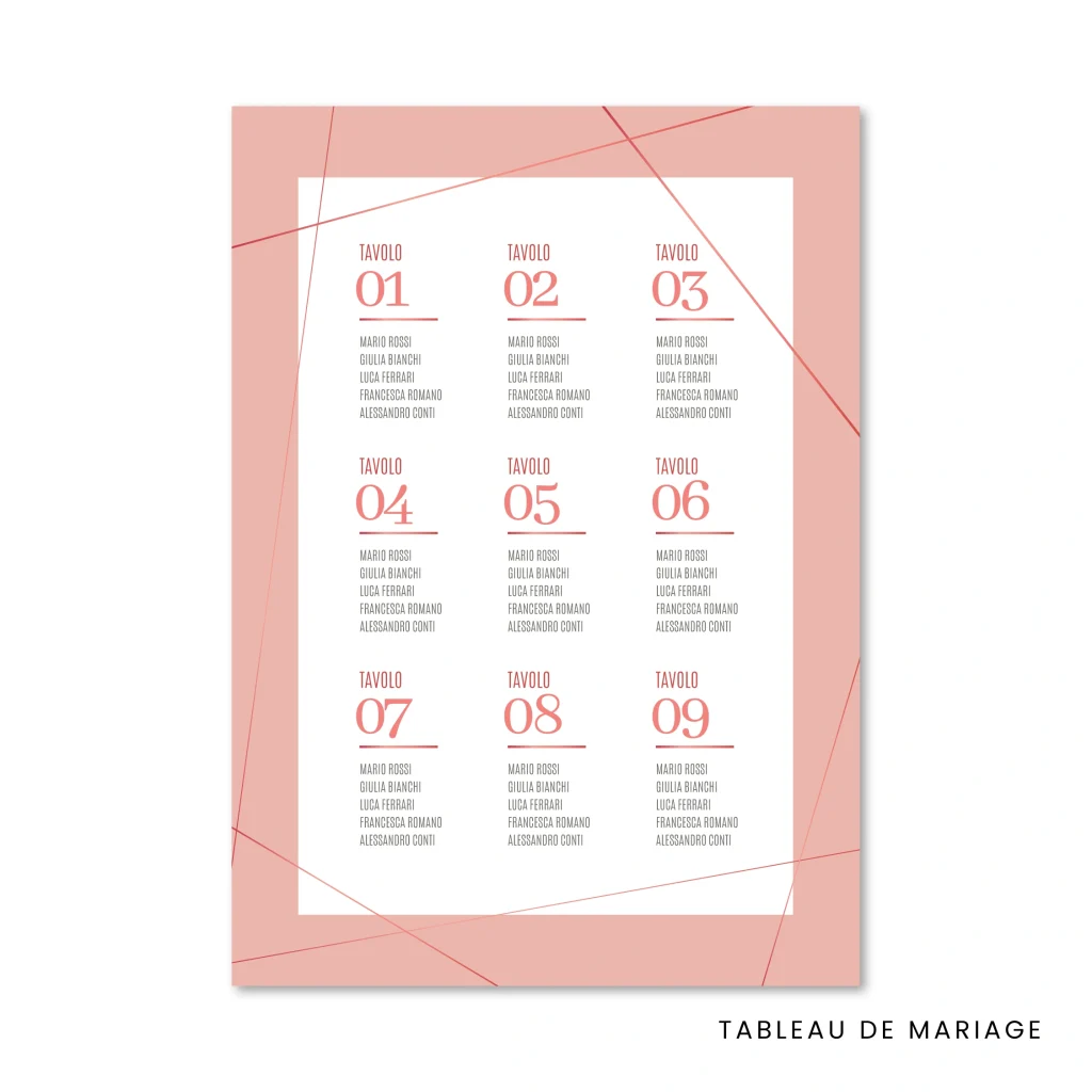 grafica wedding - tableau de mariage per matrimonio a tema destino romantico