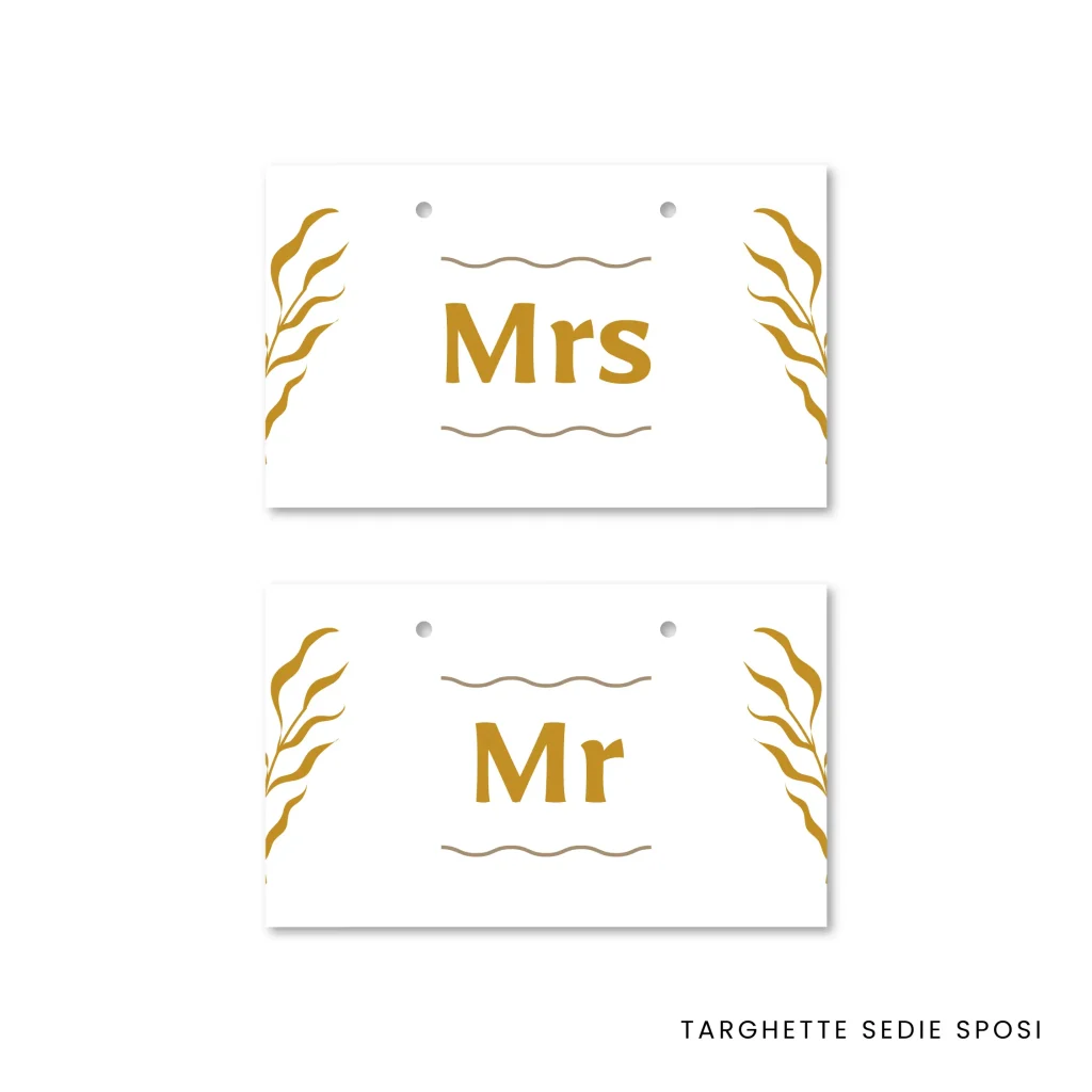 grafica wedding - targhette sedie mrs e mr per matrimonio a tema boho chic