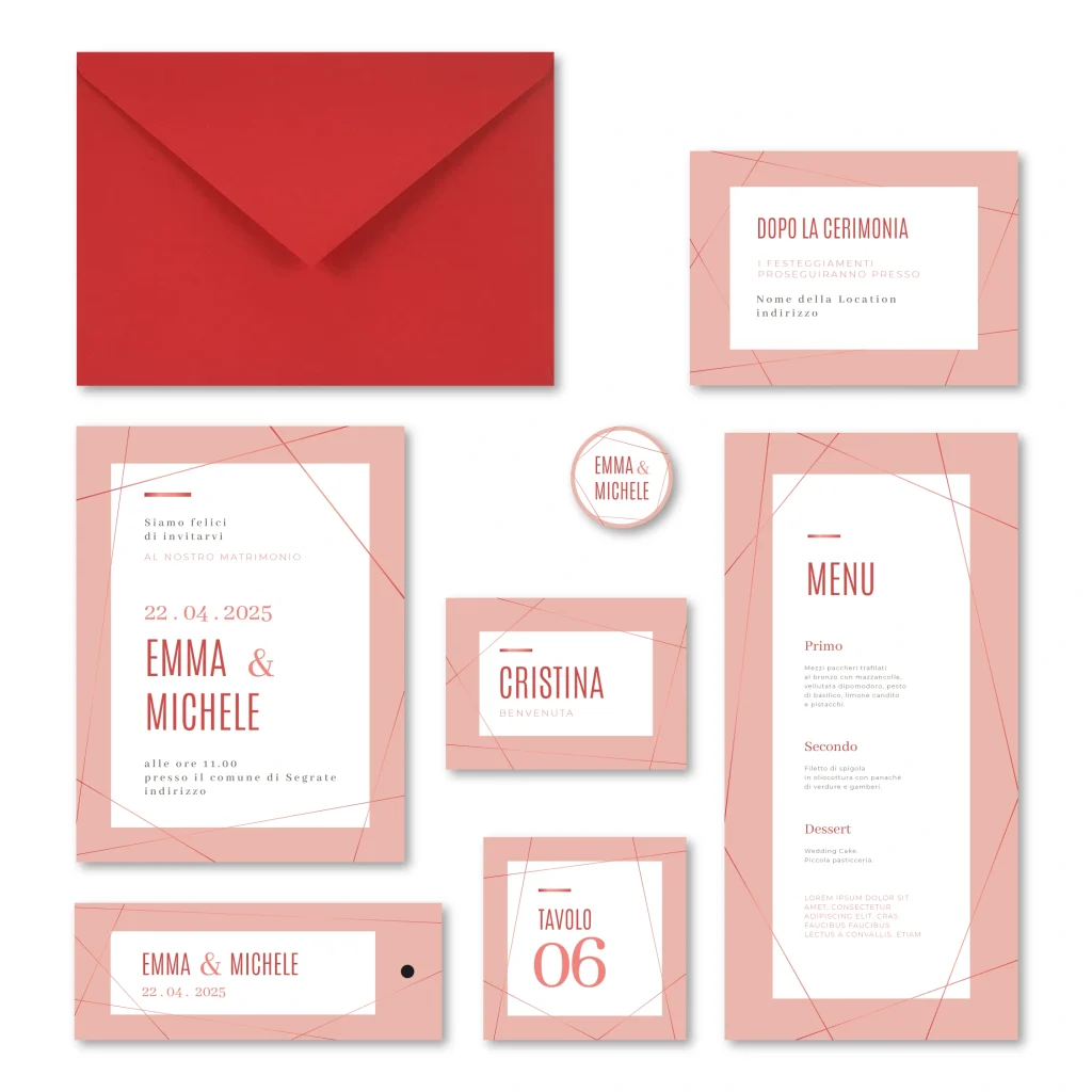 grafica wedding - coordinato grafico per matrimonio a tema destino romantico