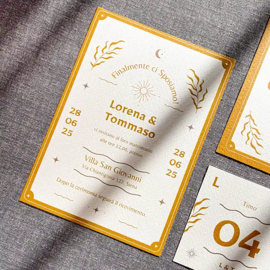 grafica wedding - partecipazione per matrimonio a tema boho chic