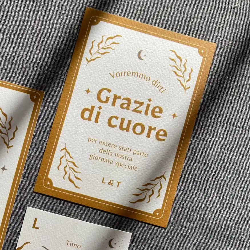 grafica wedding - biglietto di ringraziamento per matrimonio a tema boho chic