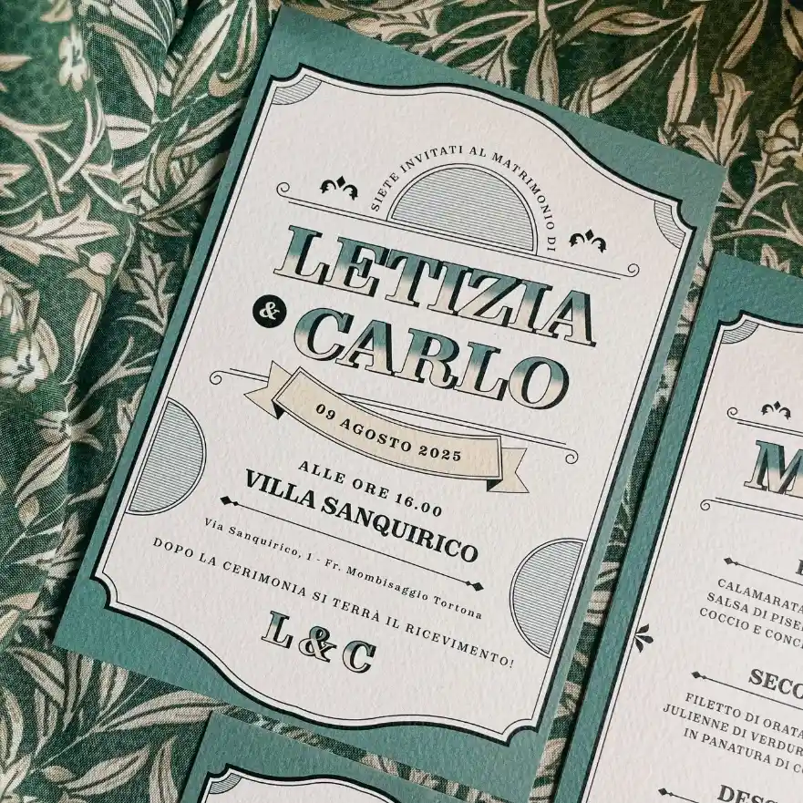 grafica wedding - partecipazione per matrimonio a tema vintage