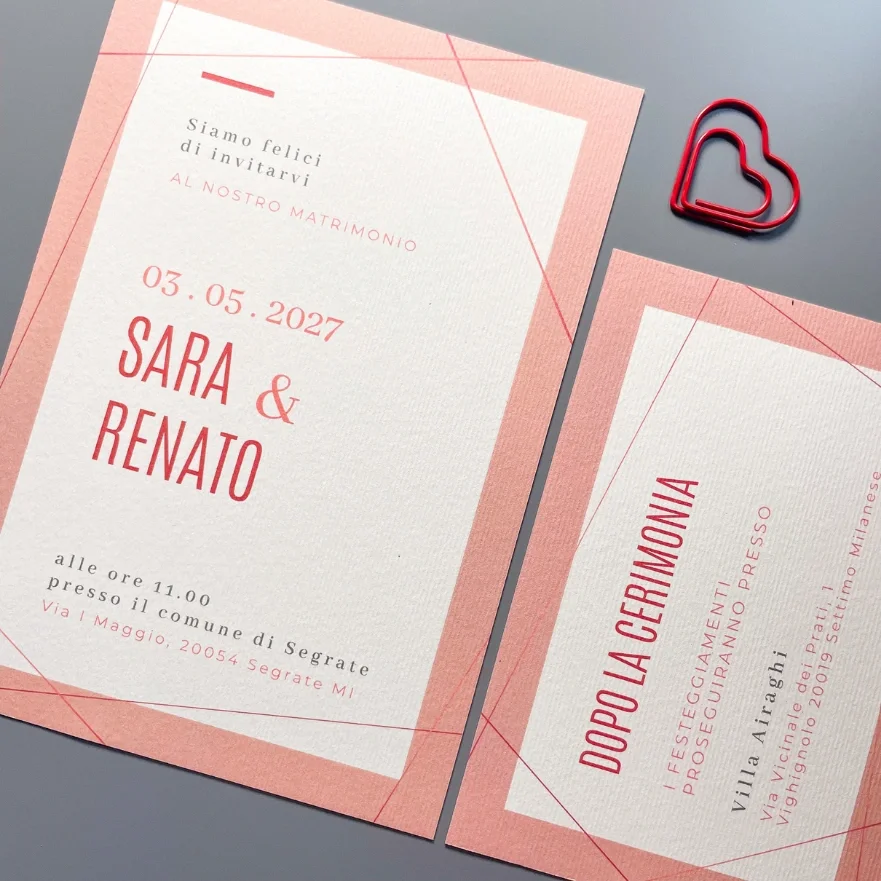 grafica wedding - partecipazione per matrimonio a tema destino romantico