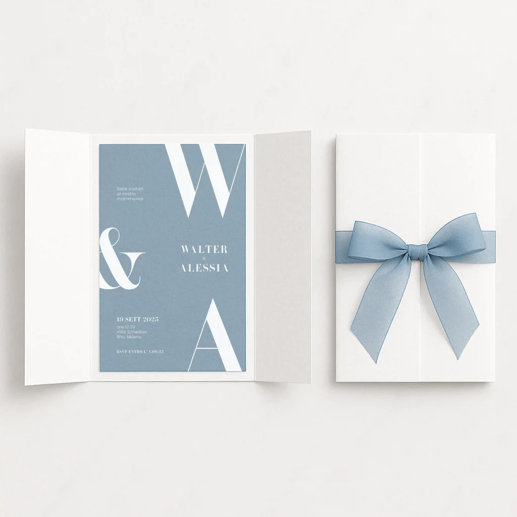grafica wedding - partecipazione scrigno azzurra