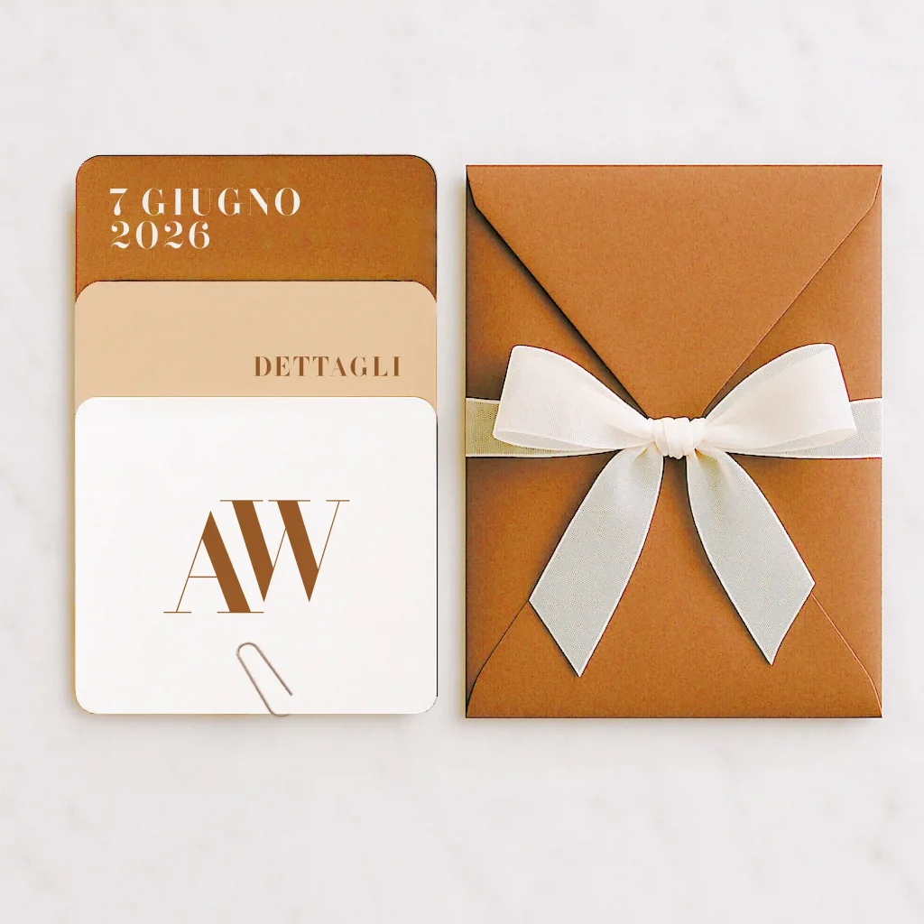 grafica wedding - partecipazione skyline marrone kraft