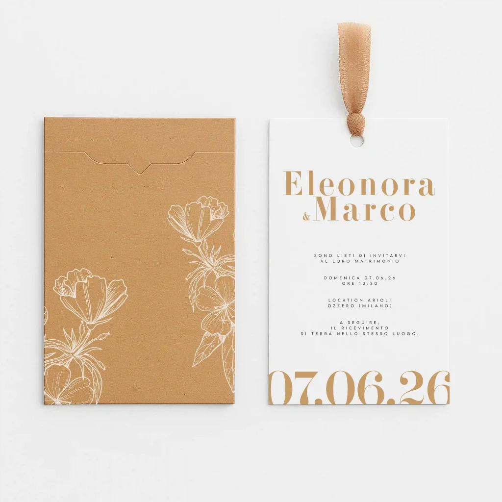 grafica wedding - partecipazione tasca color kraft