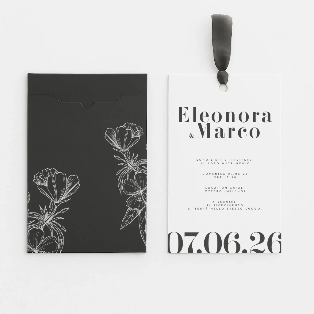 grafica wedding - partecipazione tasca nera