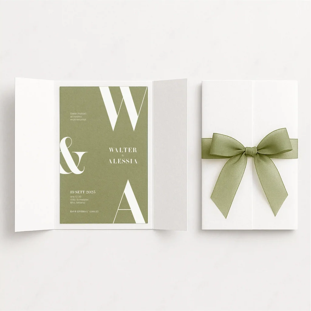 grafica wedding - partecipazione scrigno verde
