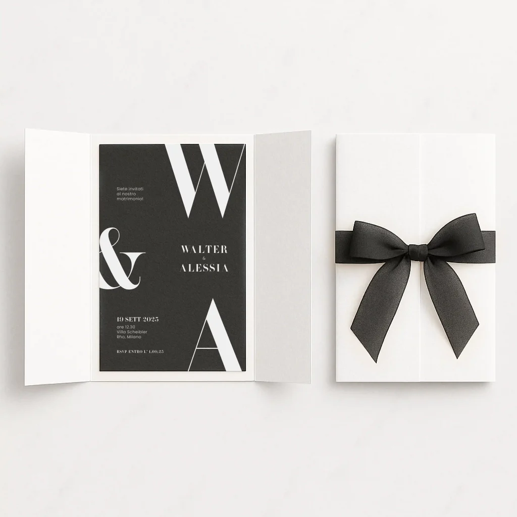grafica wedding - partecipazione scrigno nero