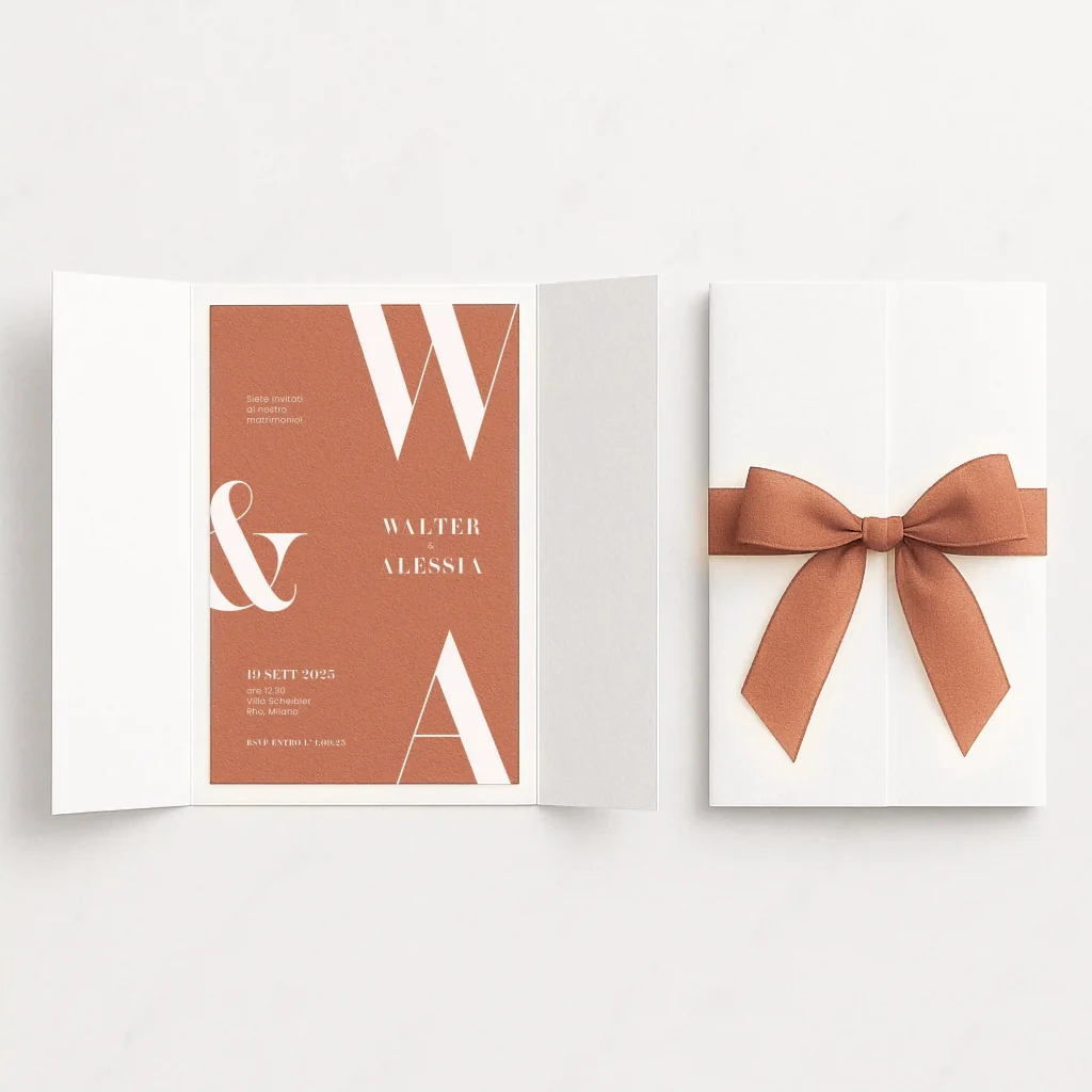 grafica wedding - partecipazione scrigno mattone