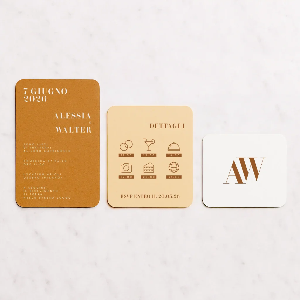grafica wedding - partecipazione skyline marrone kraft