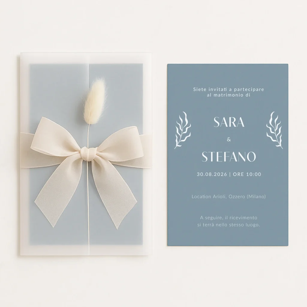 grafica wedding - partecipazione velo azzurro