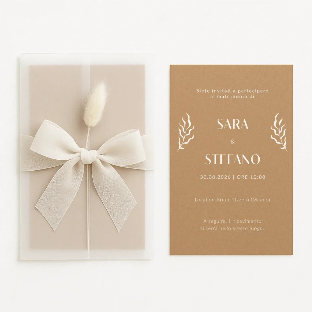 grafica wedding - partecipazione velo kraft