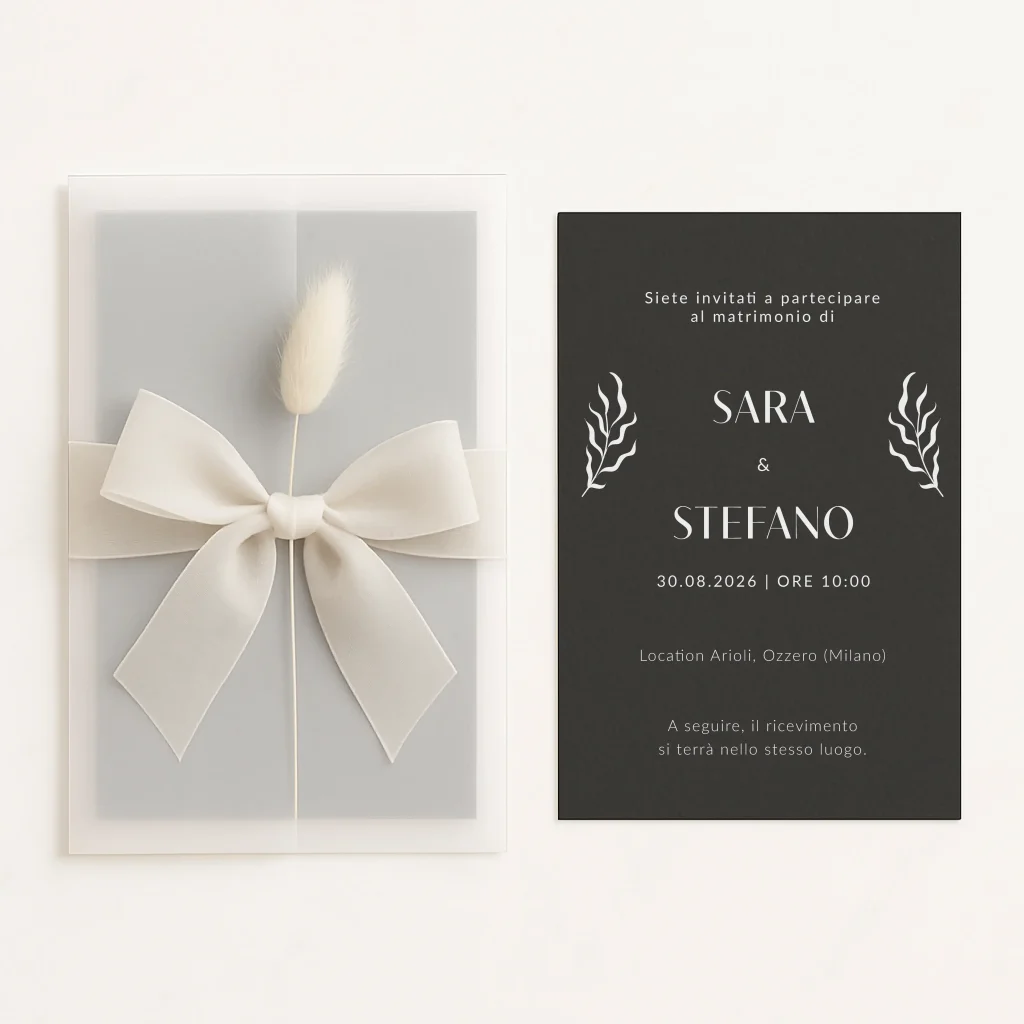 grafica wedding - partecipazione velo nero