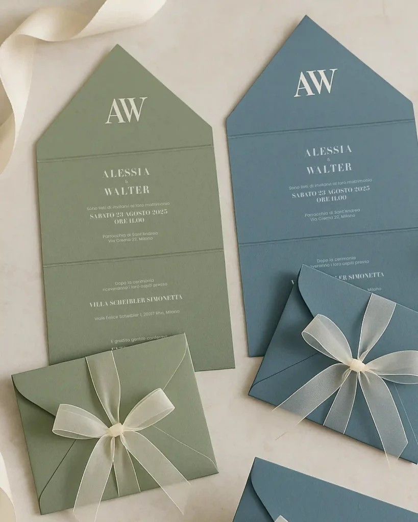 Partecipazioni di matrimonio colorate: idee, palette e modelli - Grafica Wedding