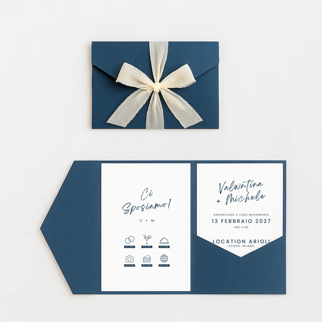 Partecipazioni di nozze pocket - blu - Grafica Wedding