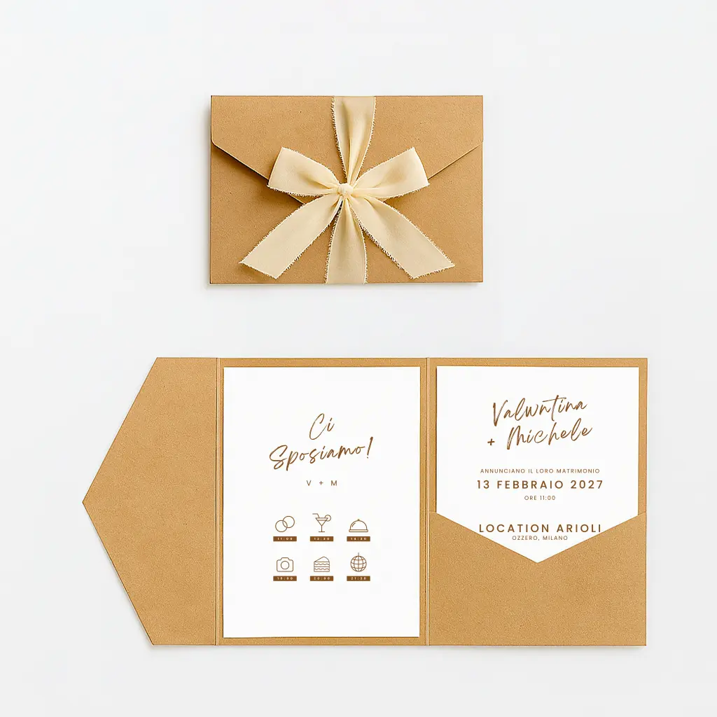 Partecipazioni di nozze pocket - kraft - Grafica Wedding