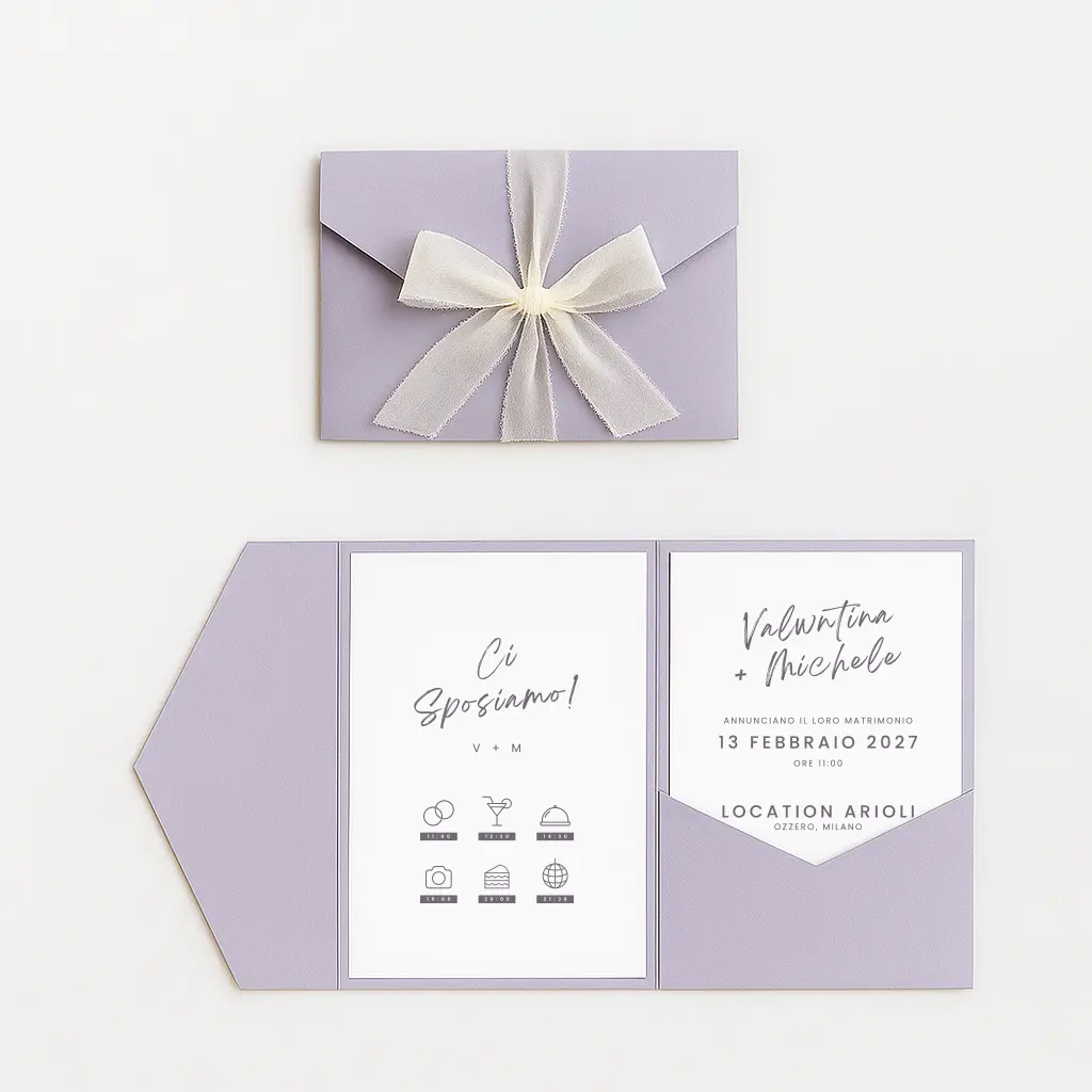 Partecipazioni di nozze pocket - lavanda - Grafica Wedding