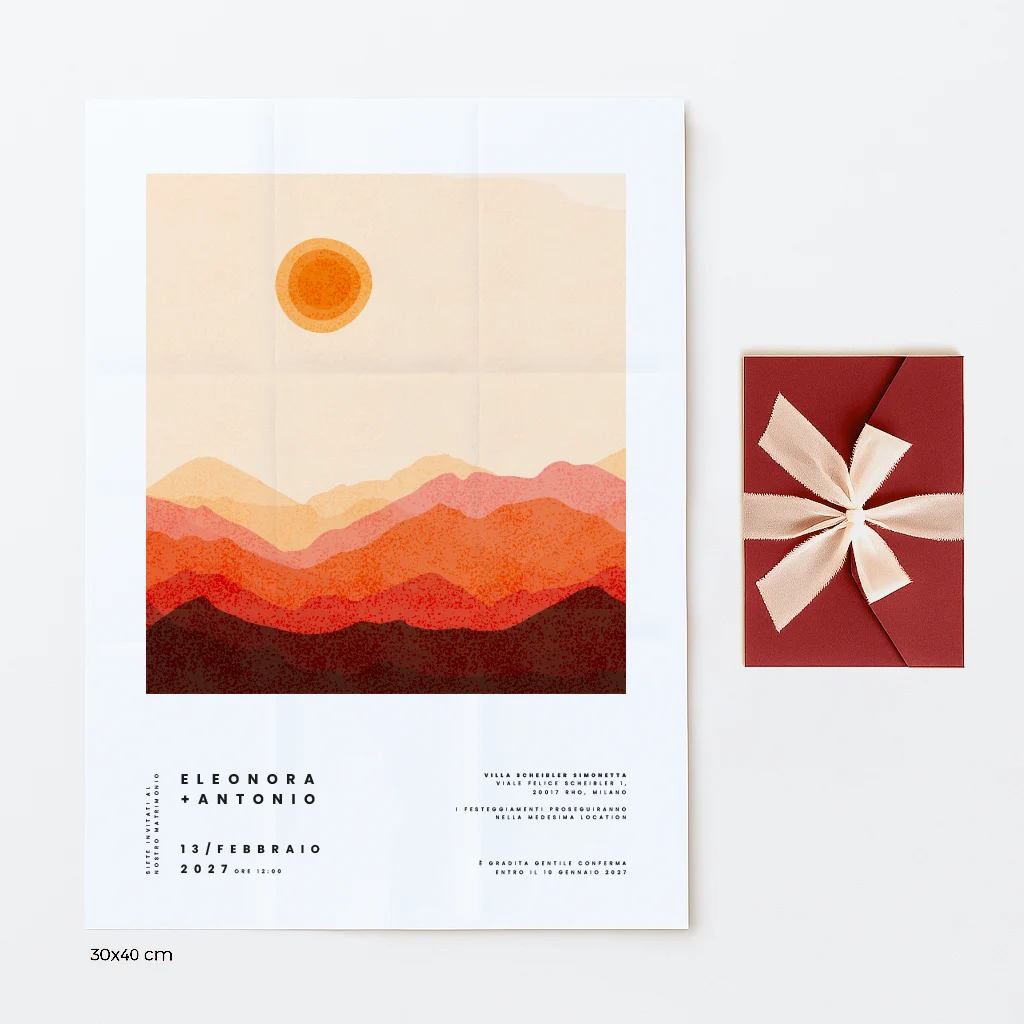 Partecipazioni di nozze pocket - tramonto - Grafica Wedding