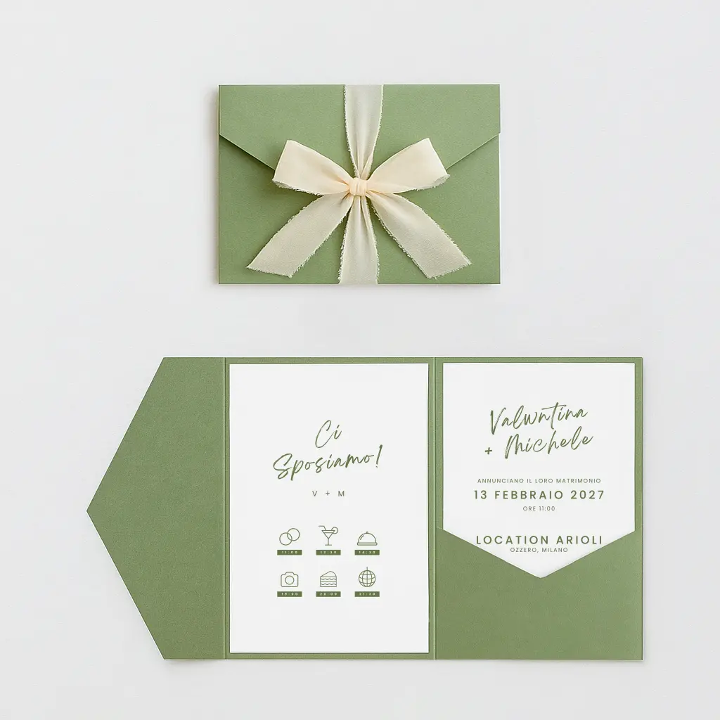 Partecipazioni di nozze pocket - verde - Grafica Wedding