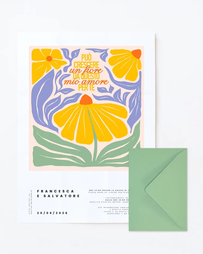 Poster Wedding Invitation: la partecipazione di matrimonio da incorniciare - grafica wedding - modello poster