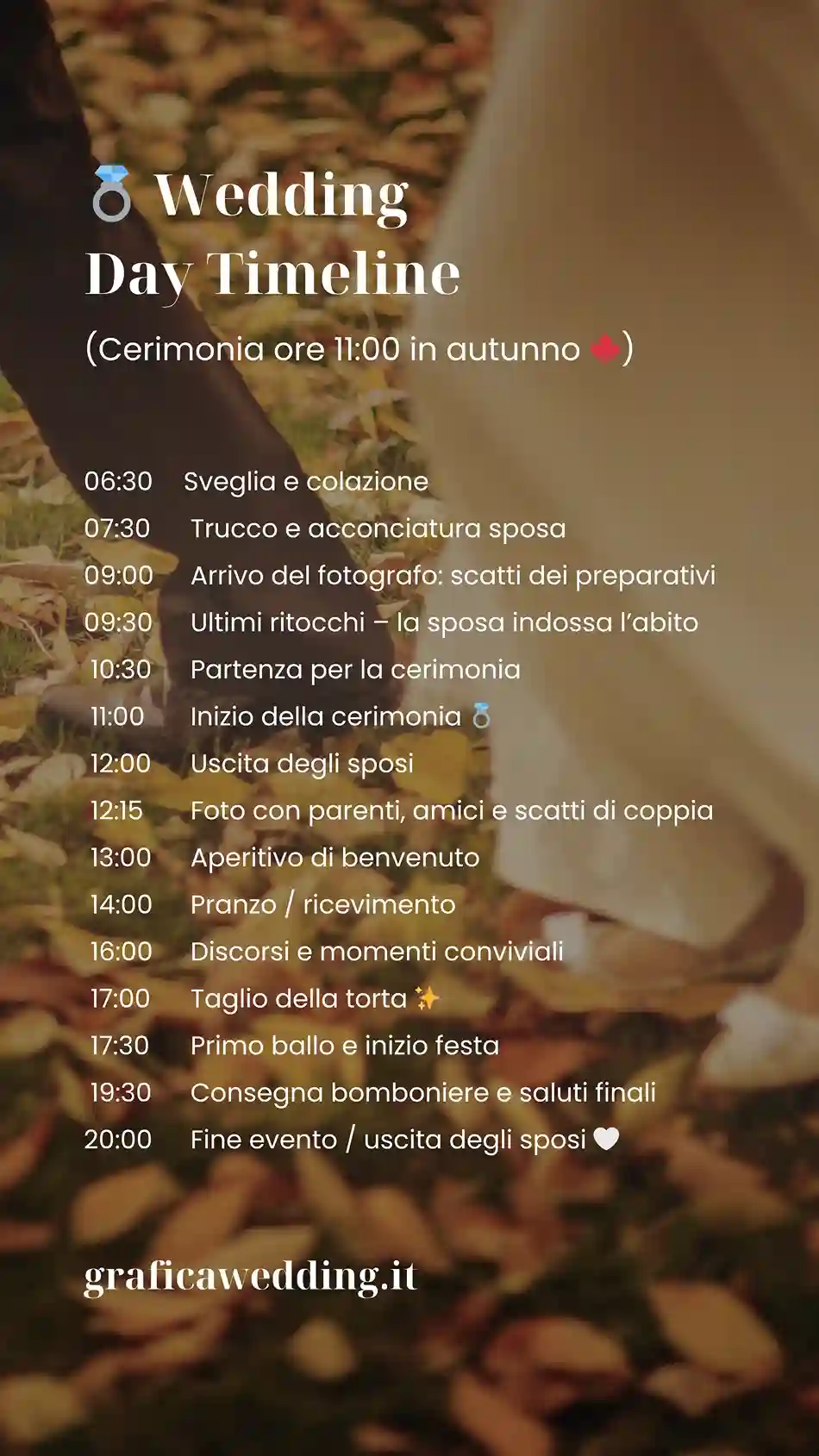 Matrimonio d’autunno: Timeline con cerimonia alle 11:00 🍁