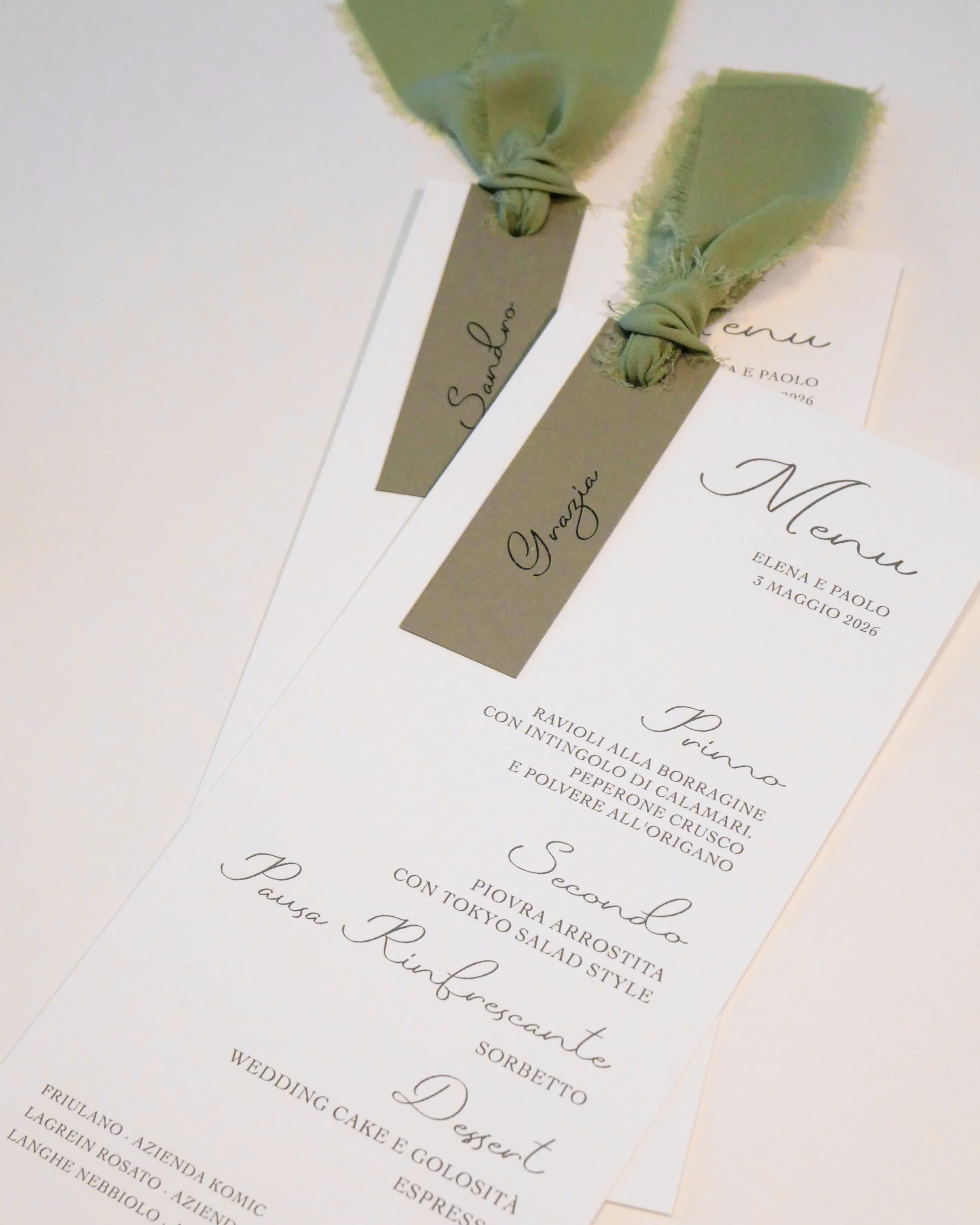 menu e segnaposto - grafica wedding