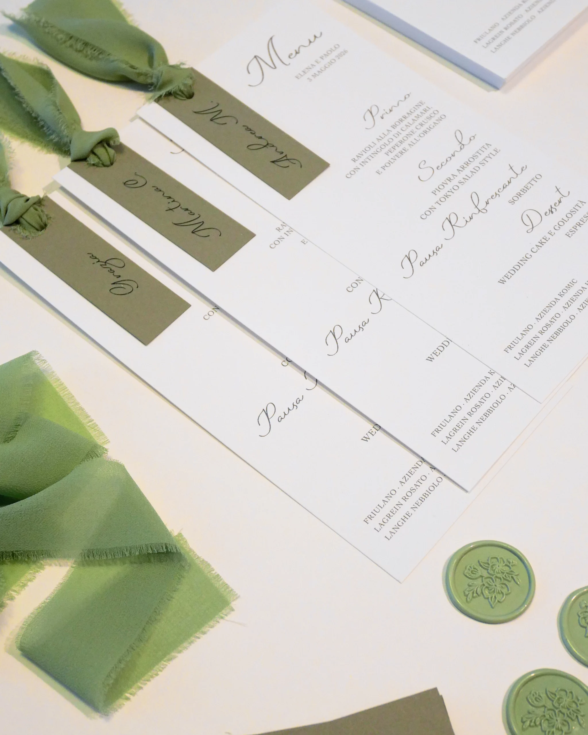 menu e segnaposto - grafica wedding