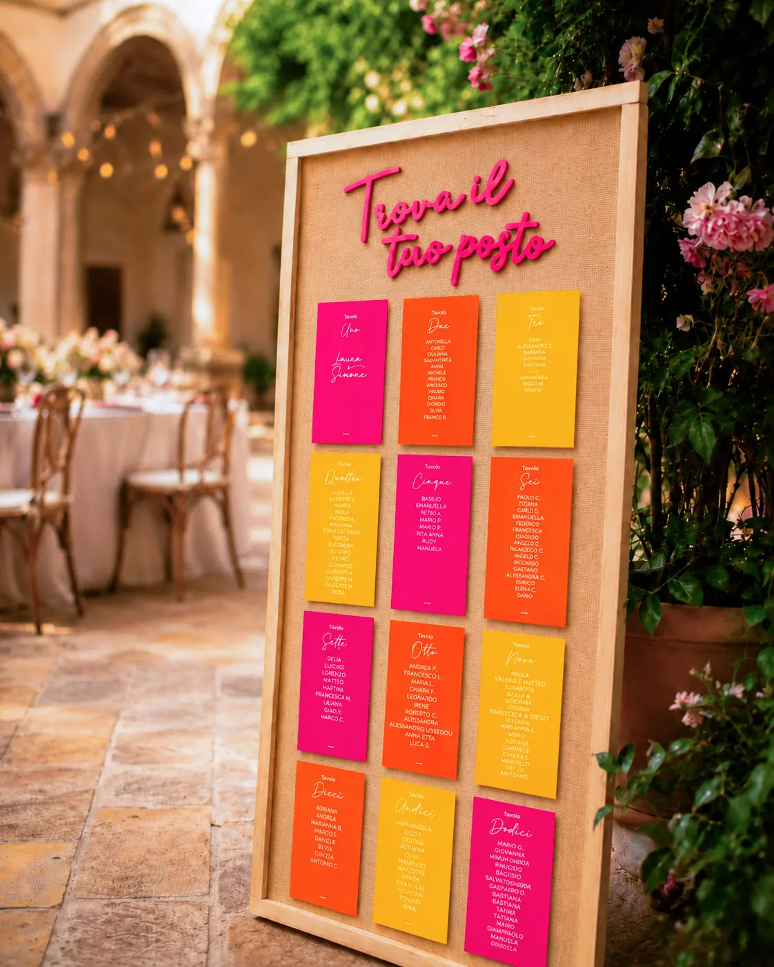 Tableau de Mariage con scritta in legno - graficawedding.it