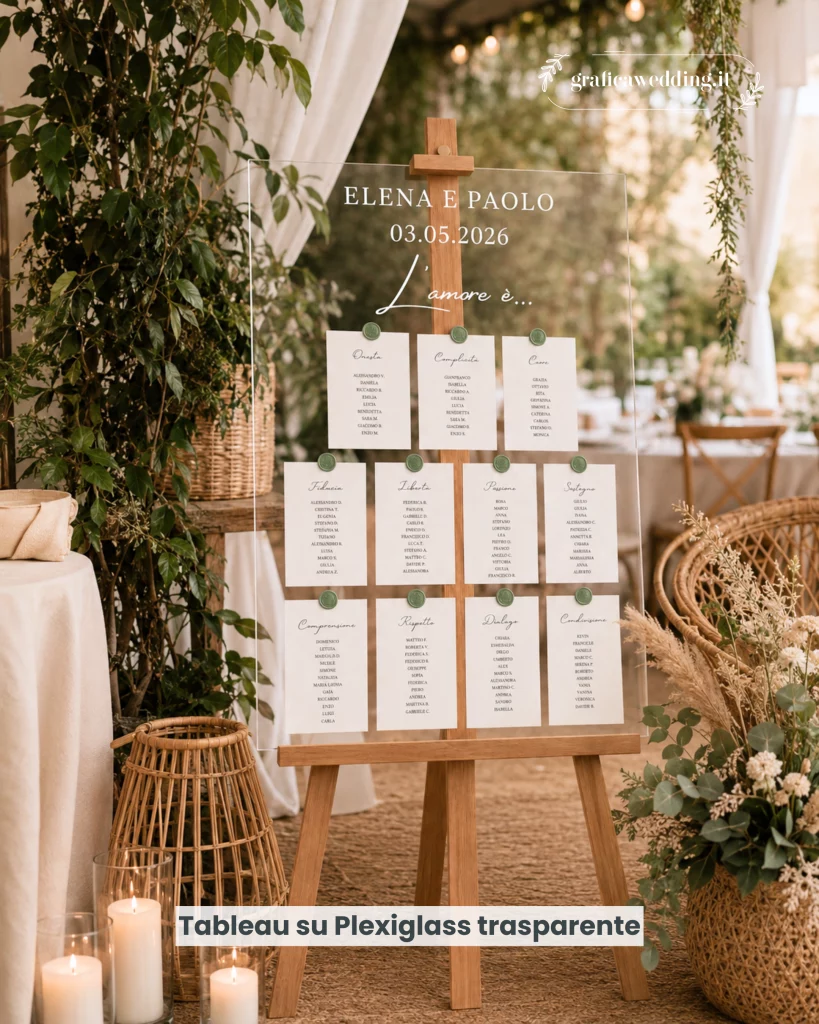 Tableau de mariage su plexiglass trasparente - grafica wedding