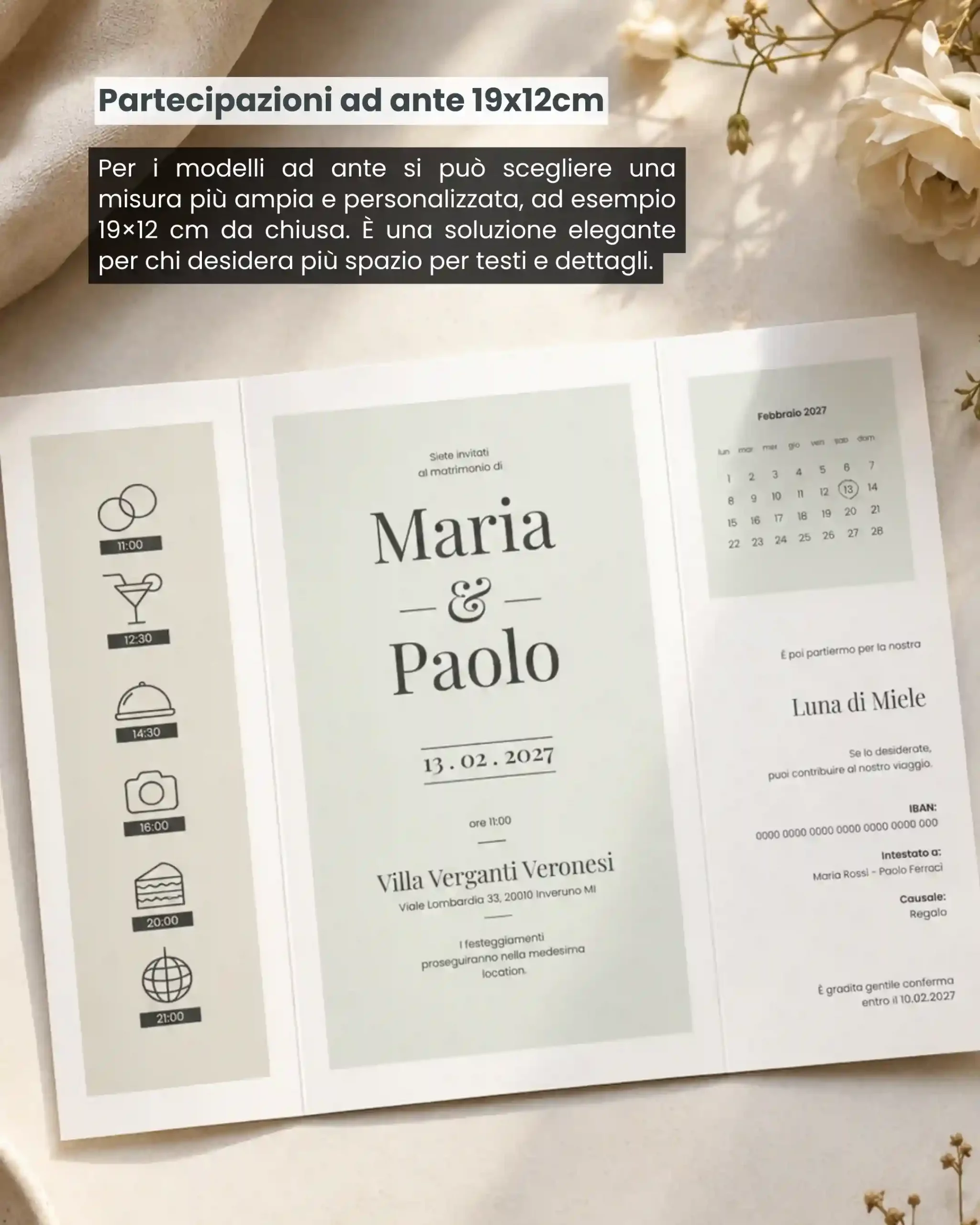 Misure e formati delle partecipazioni di matrimonio - grafica wedding