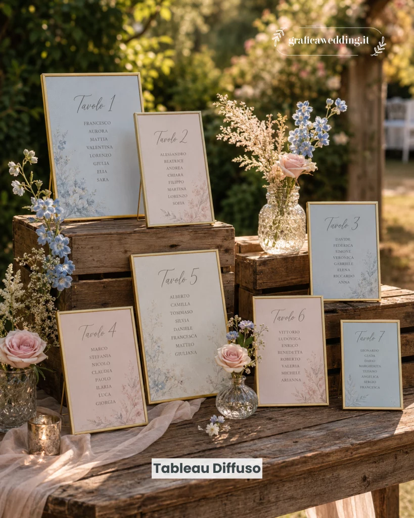 Tableau de mariage diffuso in cornici - grafica wedding
