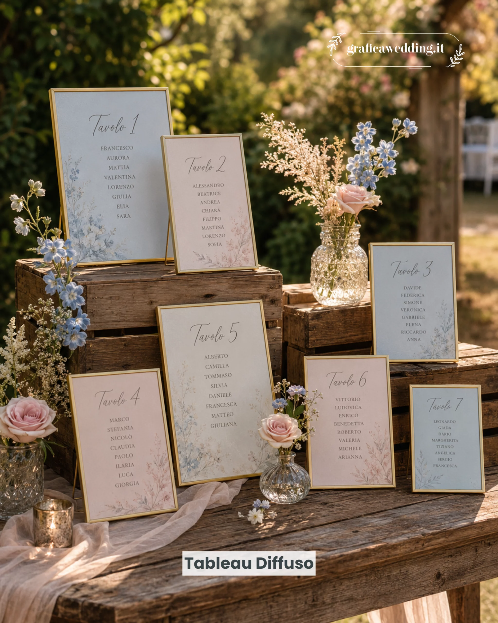 Tableau de mariage diffuso in cornici - grafica wedding