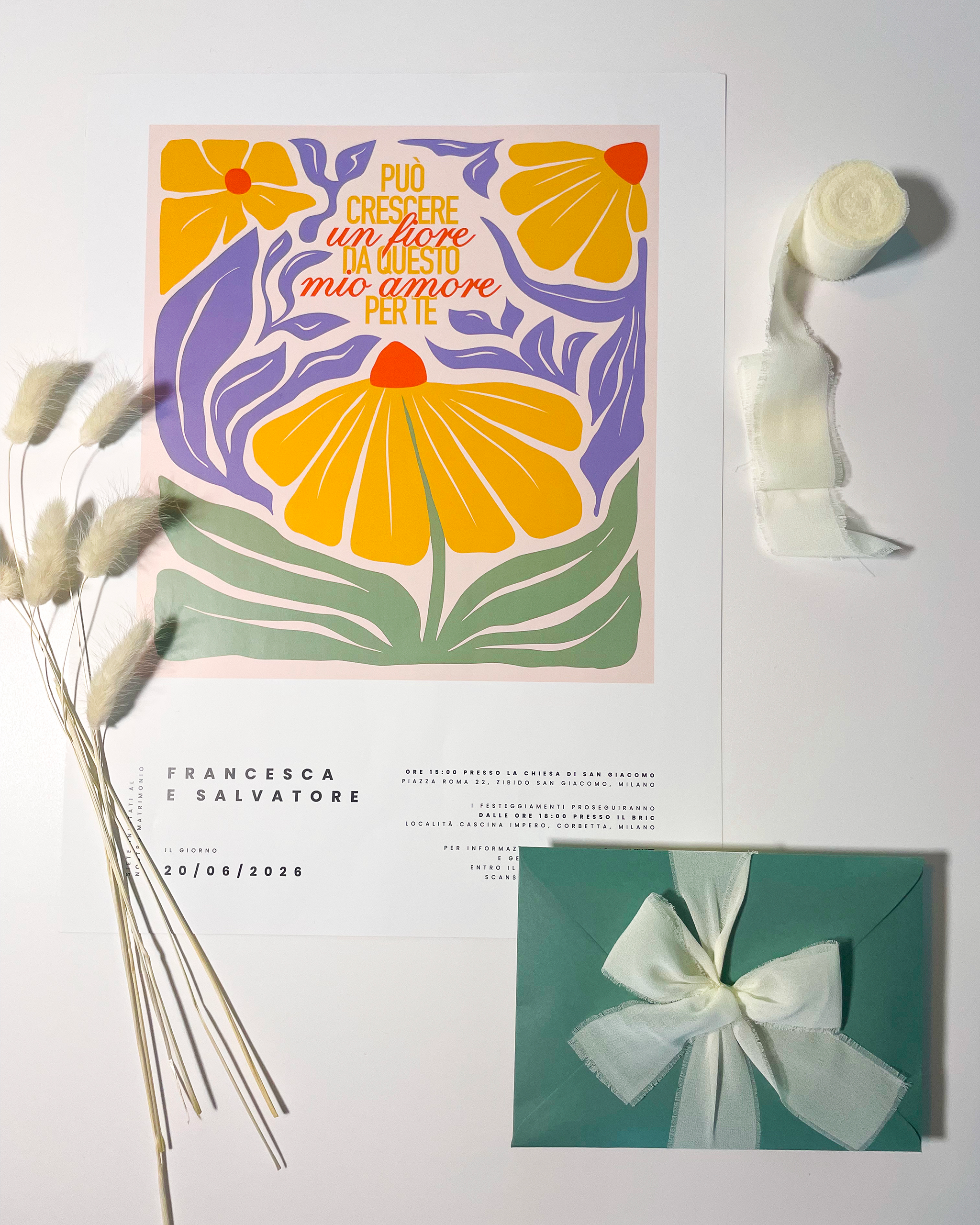 Partecipazione modello Poster con illustrazione - grafica wedding