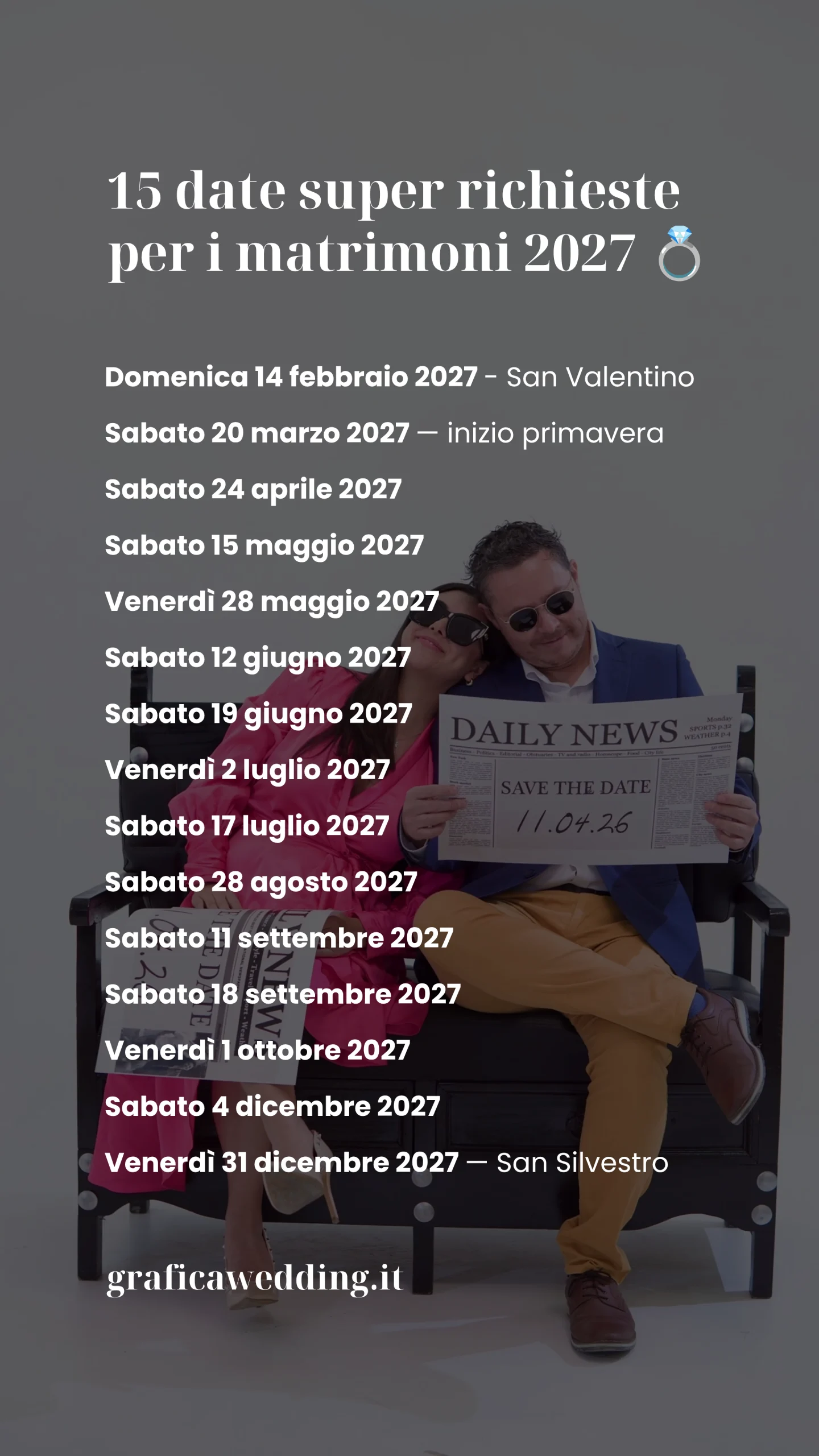 Matrimonio 2027: le 15 date più richieste e quando prenotare