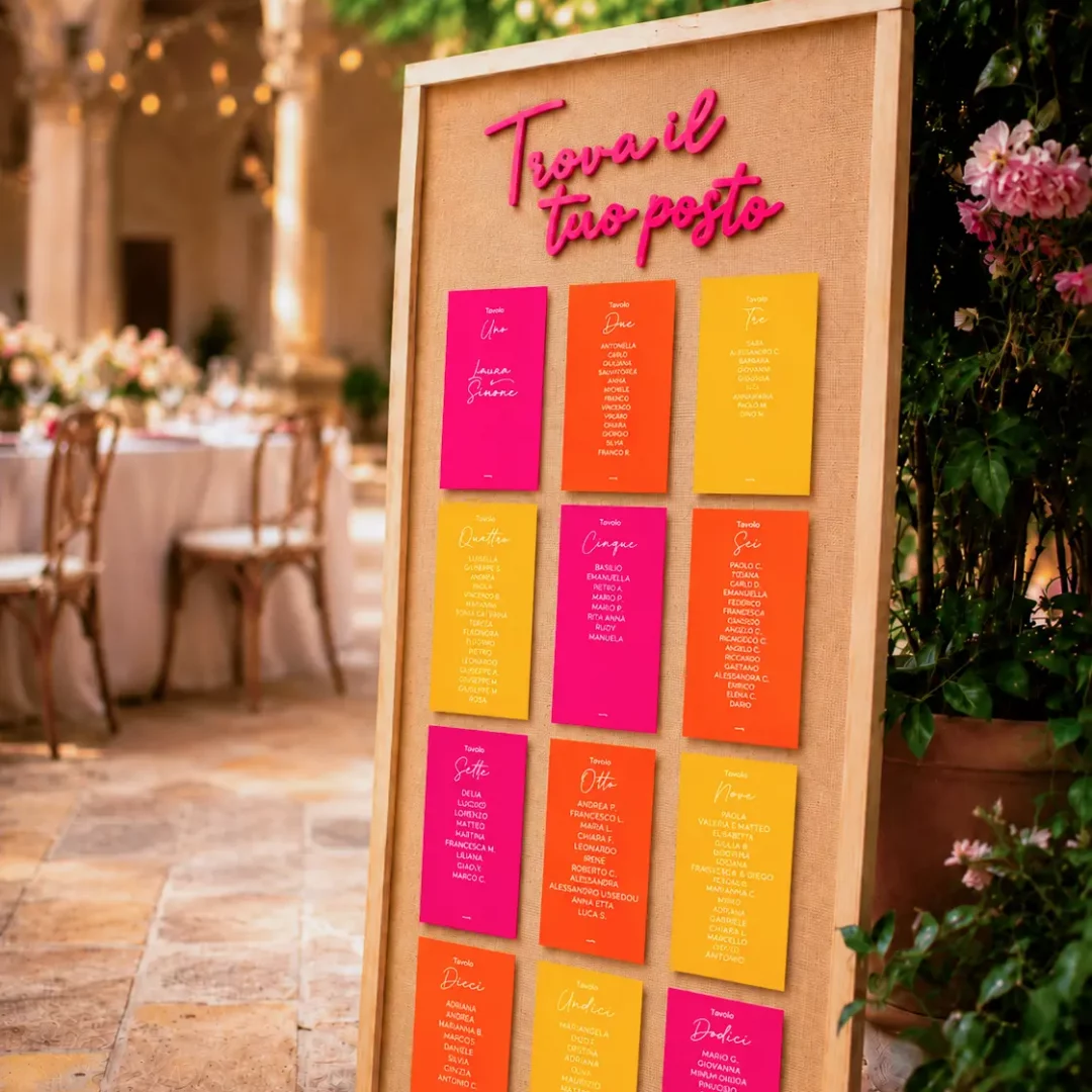 Tableau de Mariage con scritta in legno - graficawedding.it