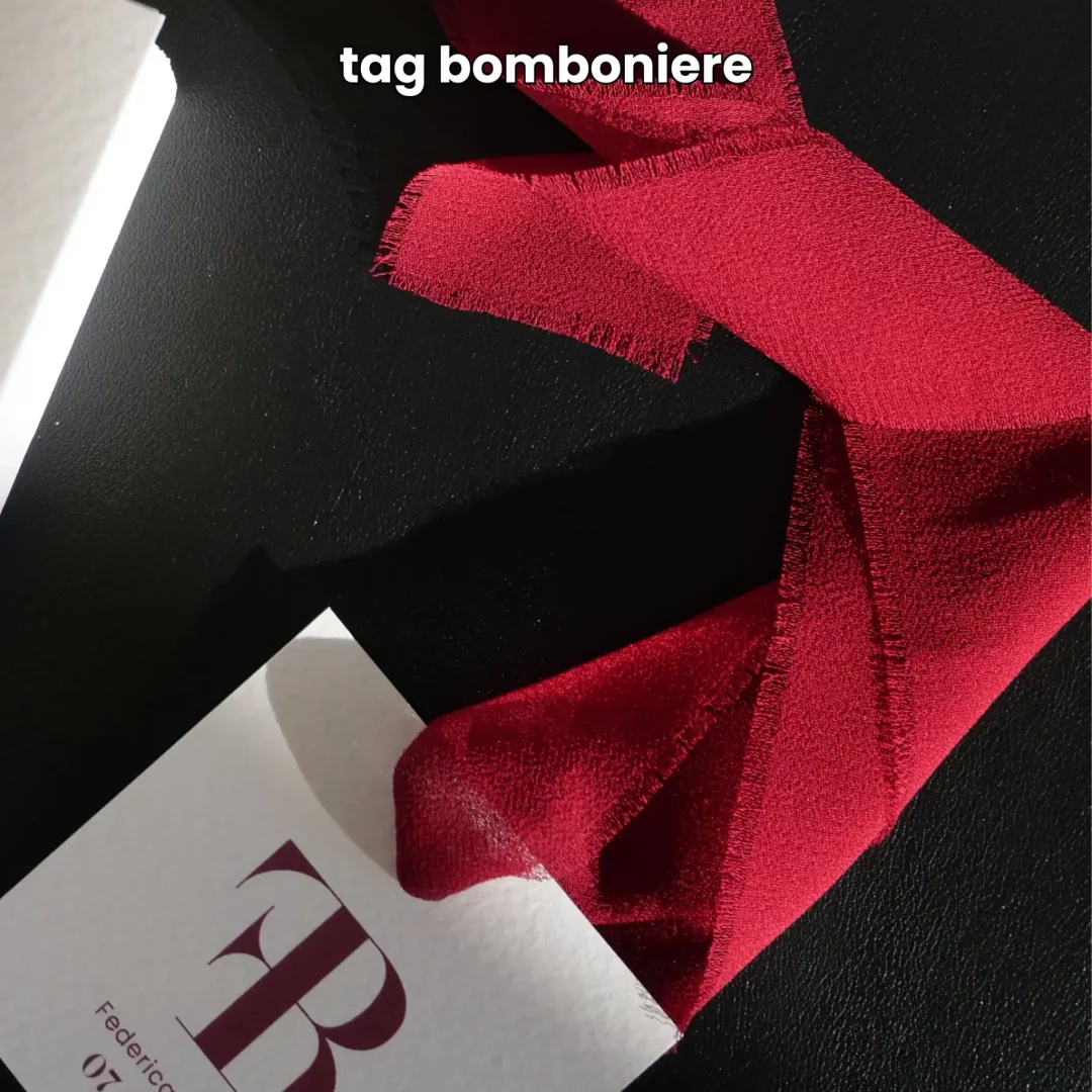 tag bomboniere per matrimonio rosso/bordeaux - grafica wedding