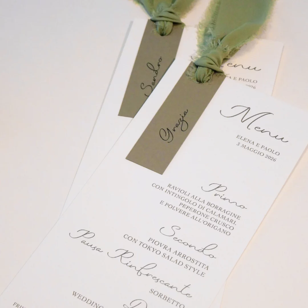 menu e segnaposto - grafica wedding