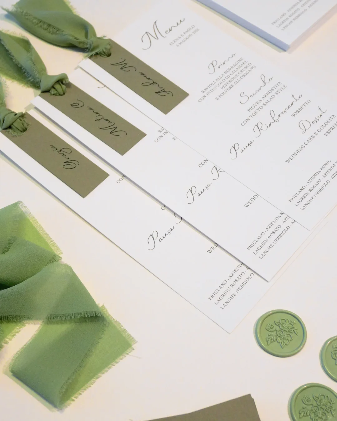 menu e segnaposto - grafica wedding